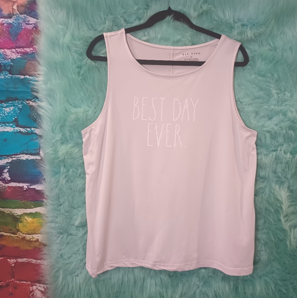 Ray Dunn Light Pink Sleeveless Graphic Best Day Ever Tank Top Size XL